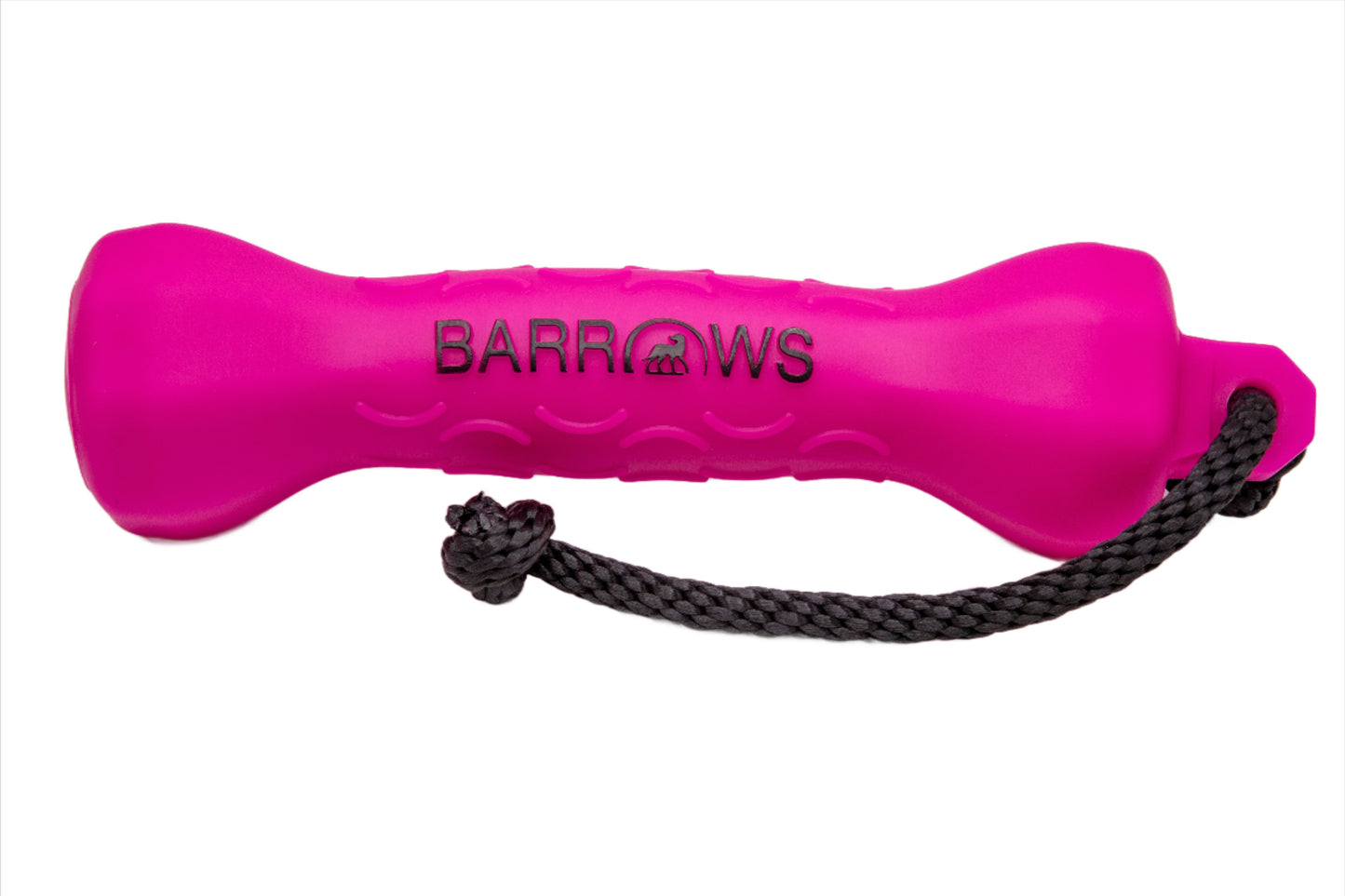 Barrows Outdoor Pink Dog Training Bumper with Integrated Throw Rope for Enhanced Retrieval Training.